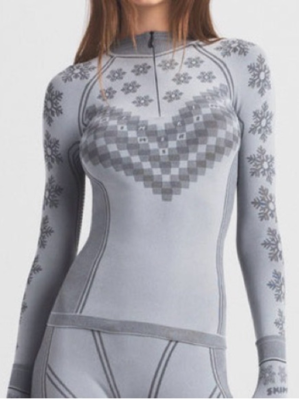 ❄️ SKIMS First Layers Half Zip Long Sleeve Winter Fair Isle S NWT ✨